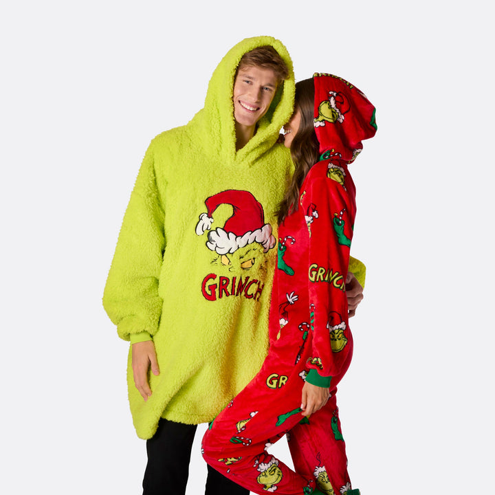 the grinch hoodie blanket