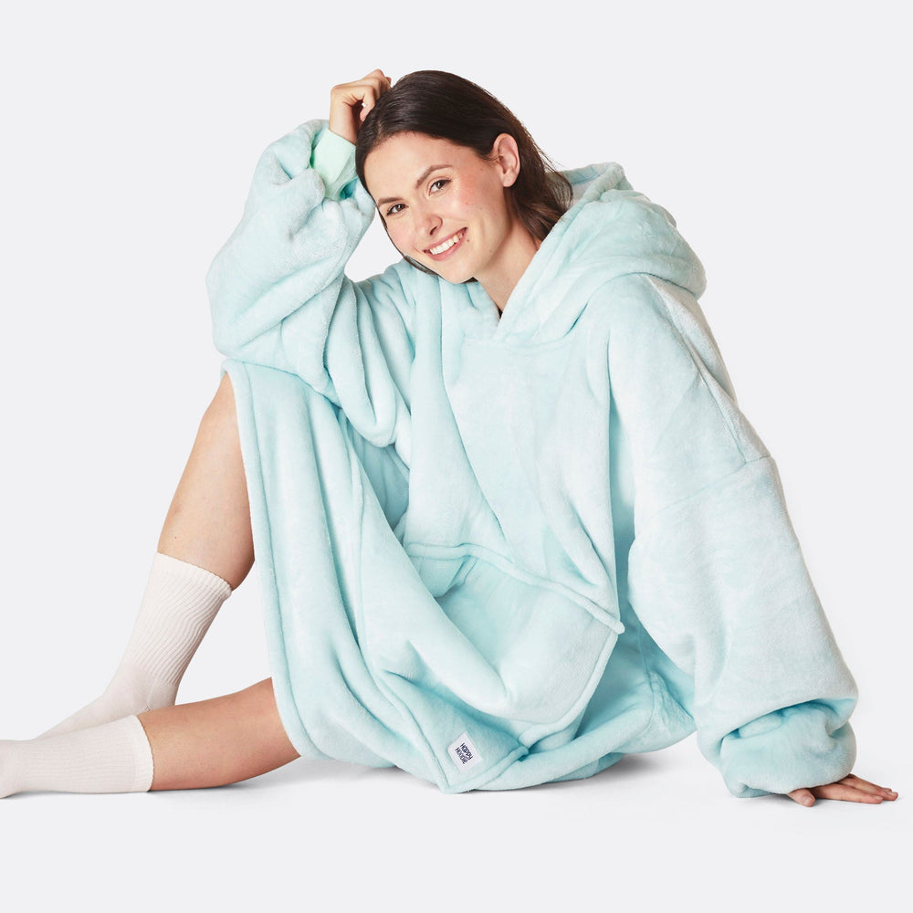 mint green hoodie