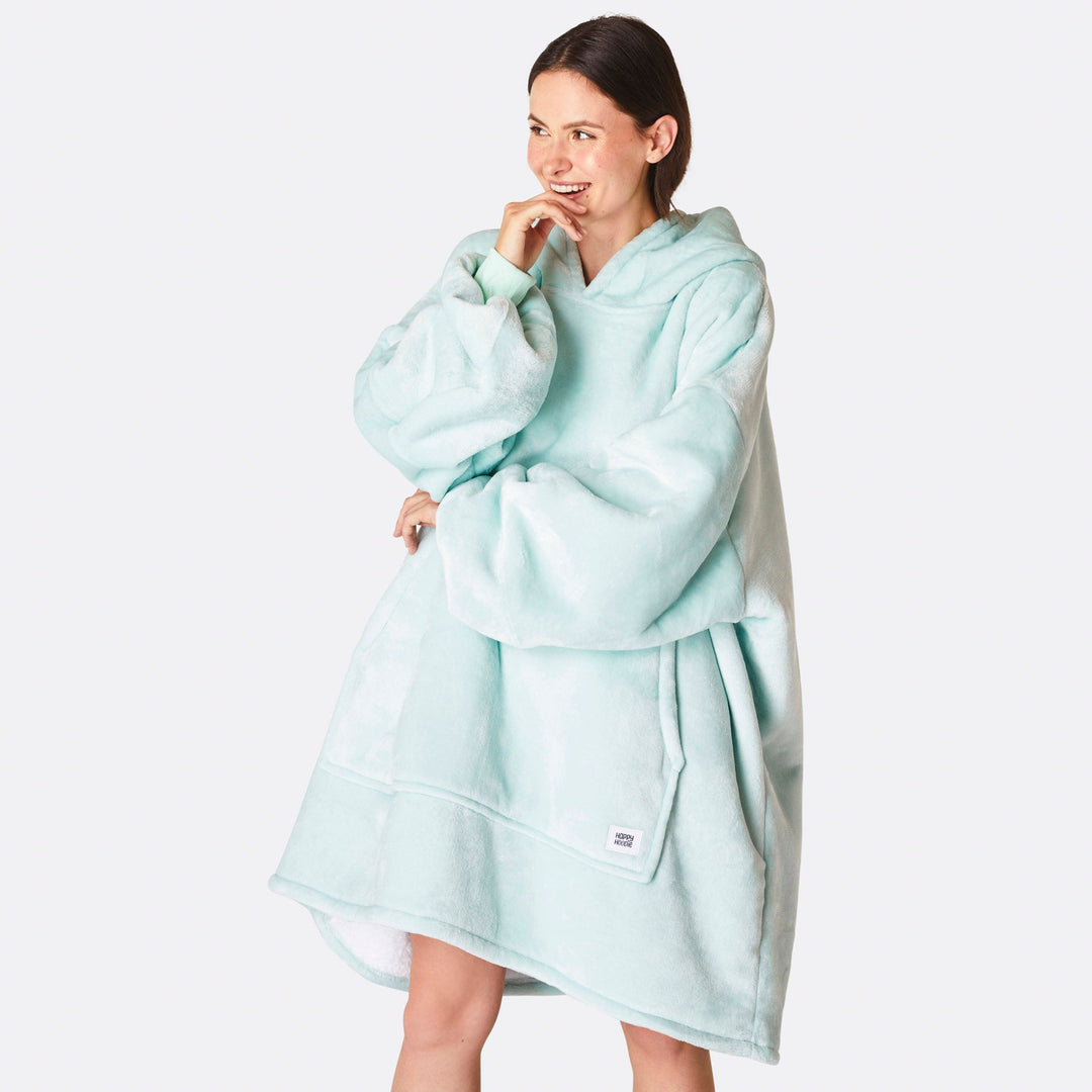 mint blue hoodie