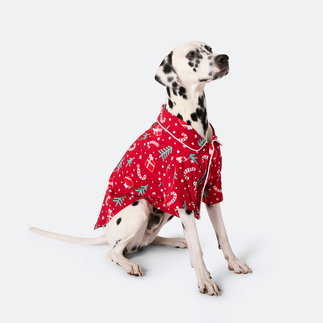 Dogs' Red Christmas Pattern Christmas Pyjamas