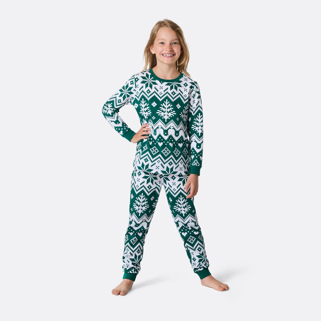 green christmas pajamas kids