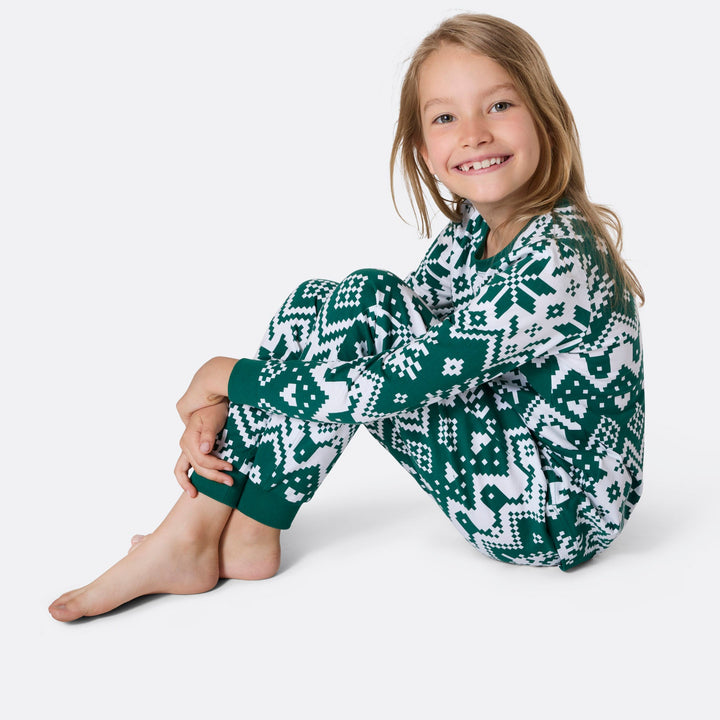 kids christmas pajamas green