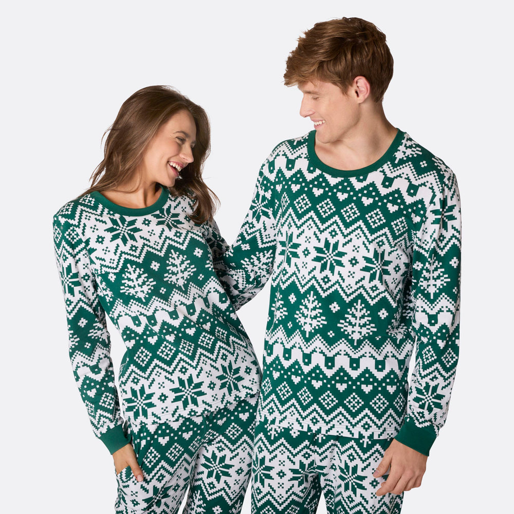 matching christmas pyjamas green