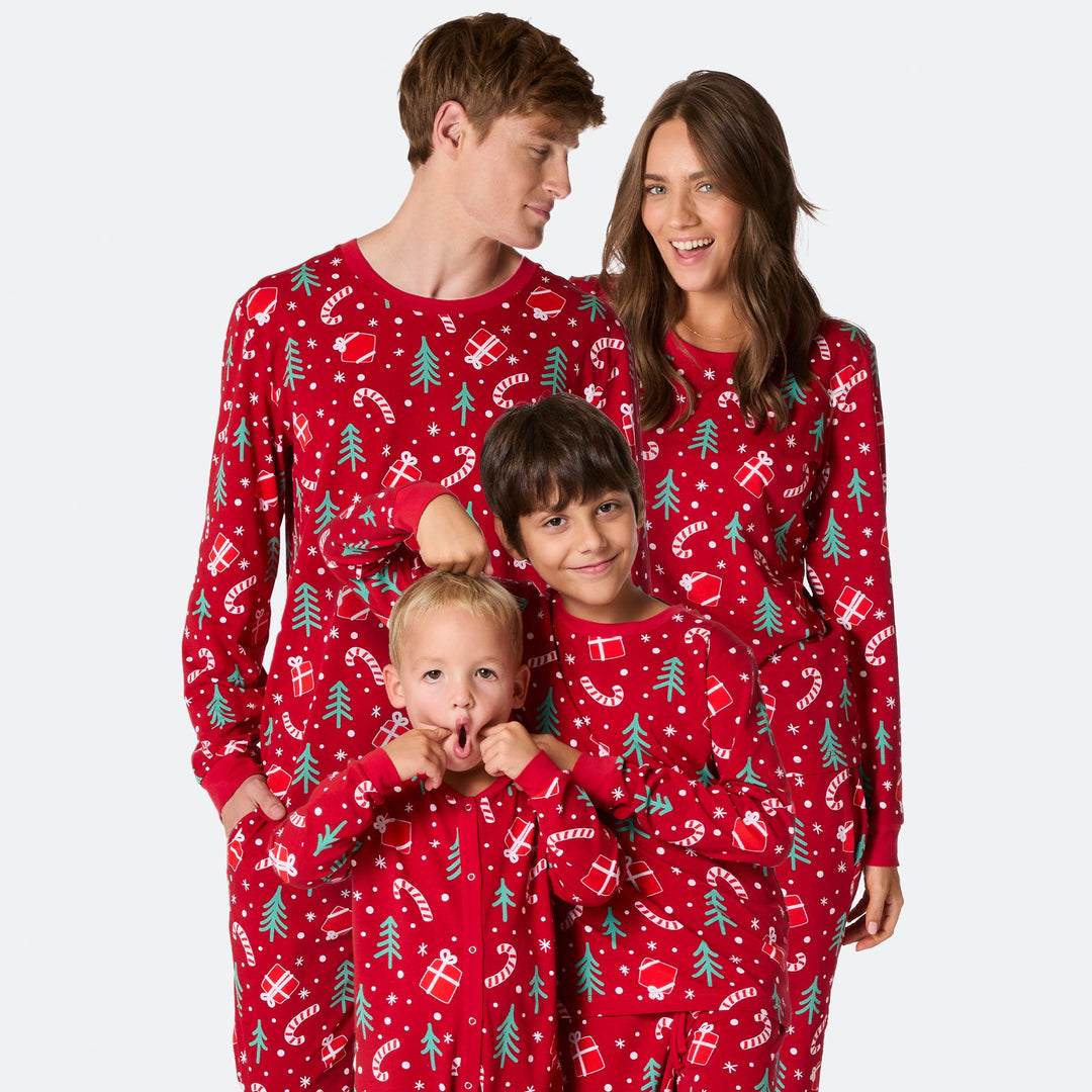Red Christmas Pattern Christmas Pyjamas Family