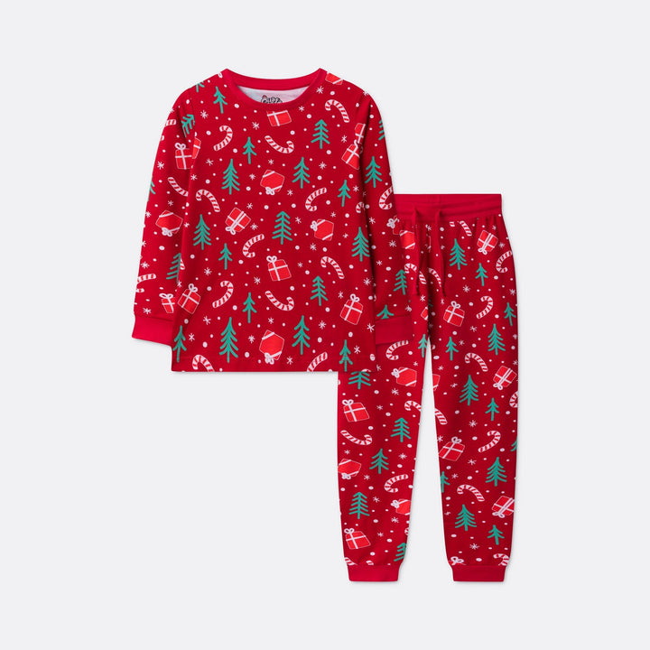 kids red christmas pajamas