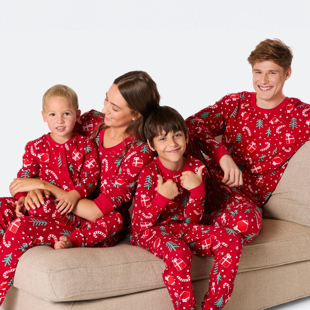 red kids christmas pajamas