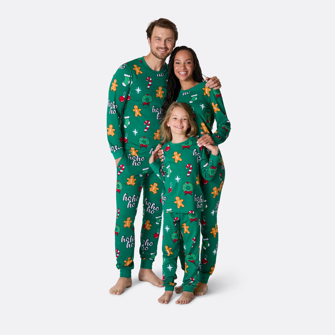 Kids' Green Hohoho Overall Christmas Pyjamas