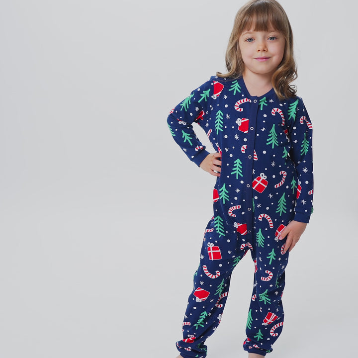 blue christmas pyjamas