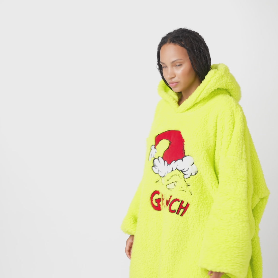grinch hoodie blanket