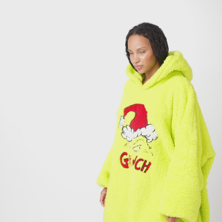 grinch hoodie blanket