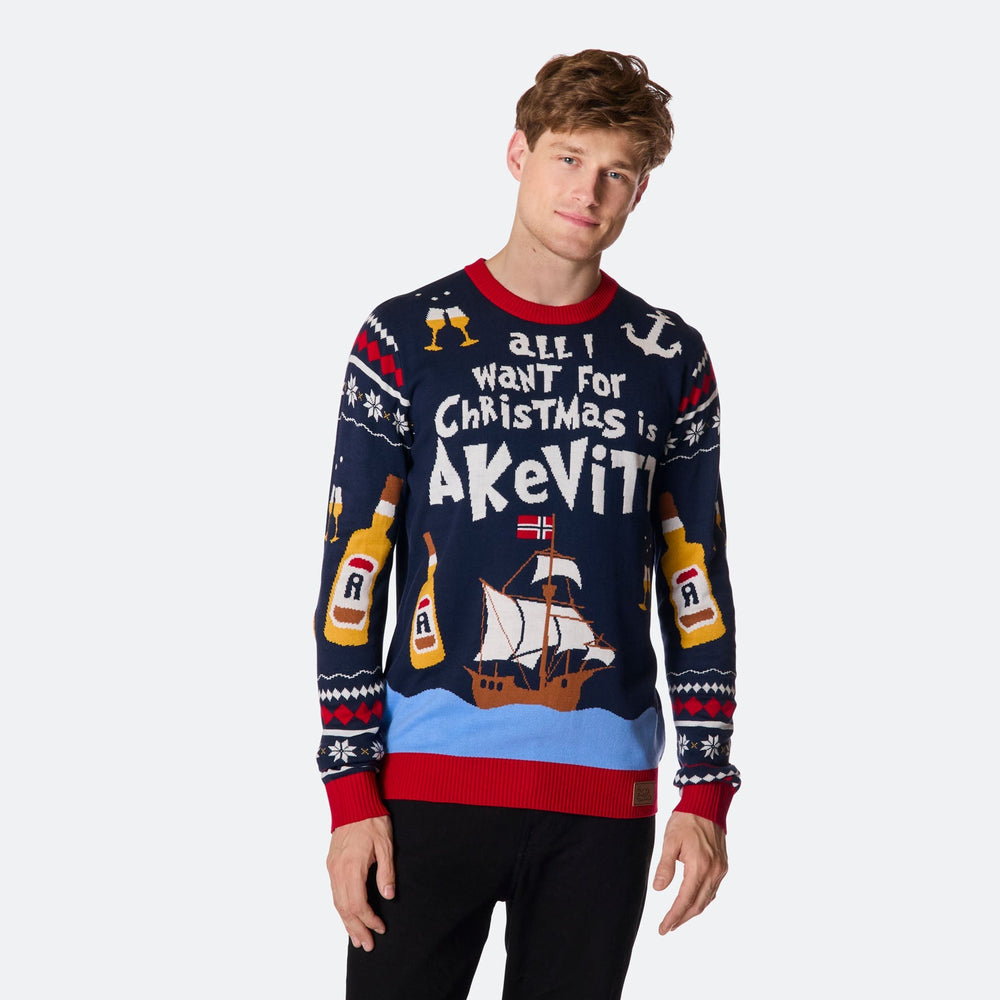 Men's All I Want for Christmas is Aquavit Christmas Jumper