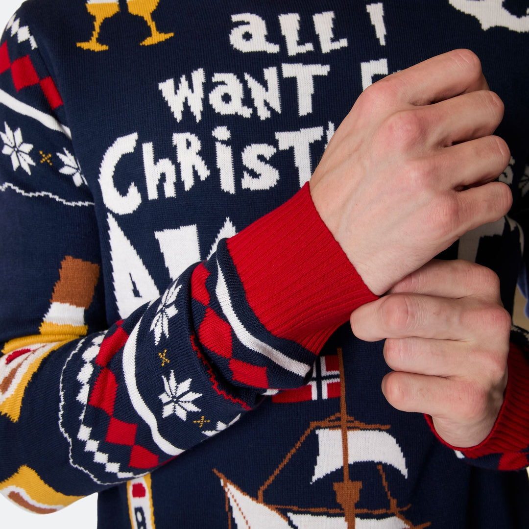 Men's All I Want for Christmas is Aquavit Christmas Jumper