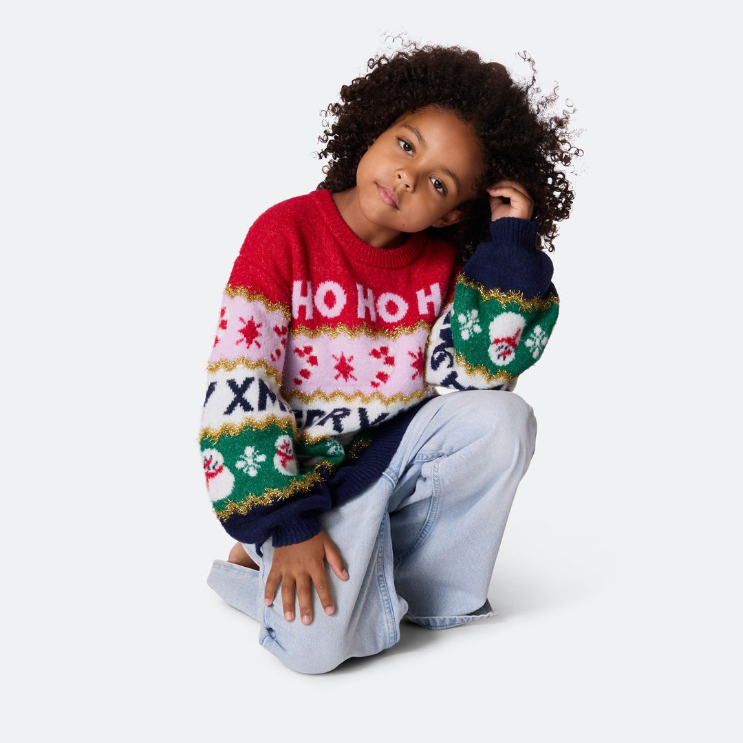 Kids' Christmas Stripes Oversized Christmas Jumper