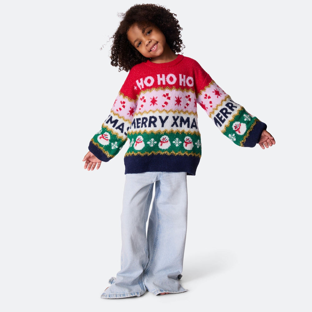 Kids' Christmas Stripes Oversized Christmas Jumper