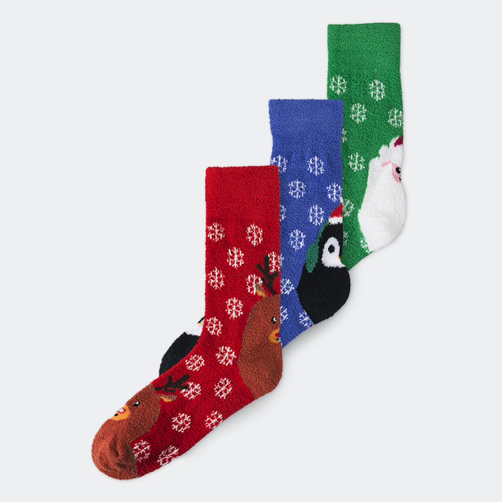 Kids' Fluffy Christmas Socks (3-pack)