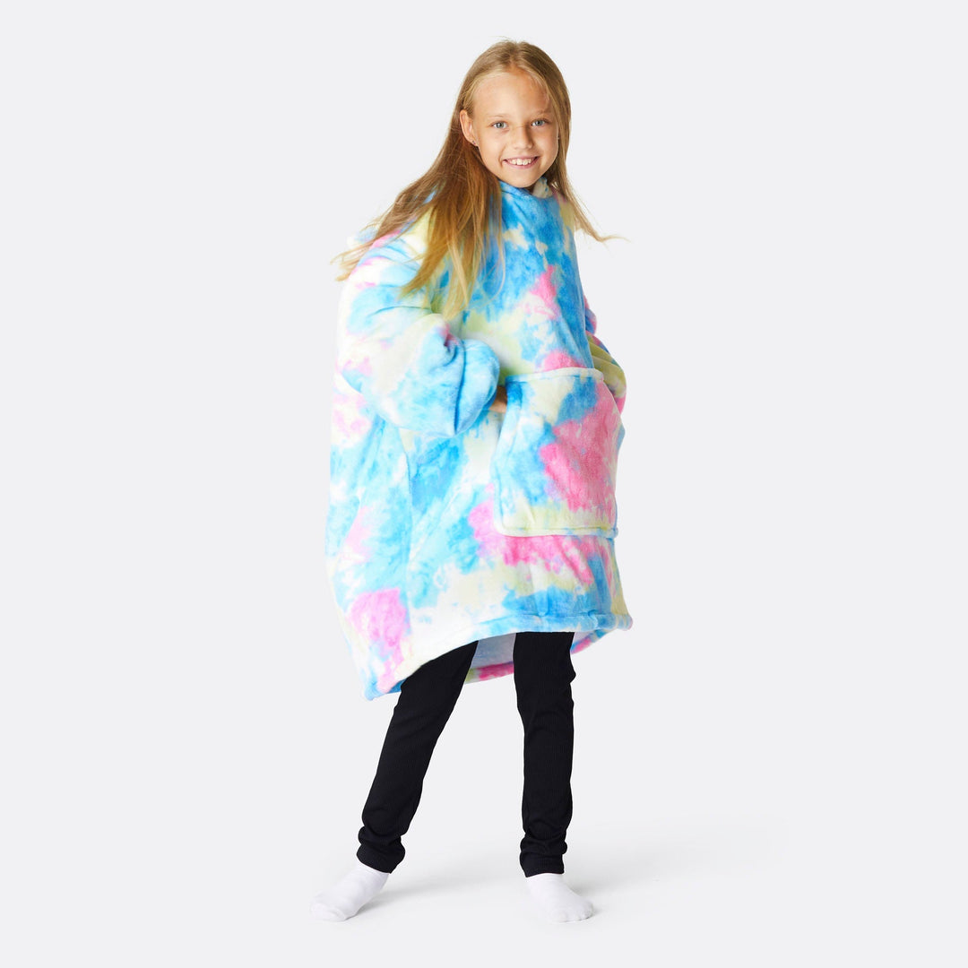 Kids' Tie-Dye Cyan HappyHoodie