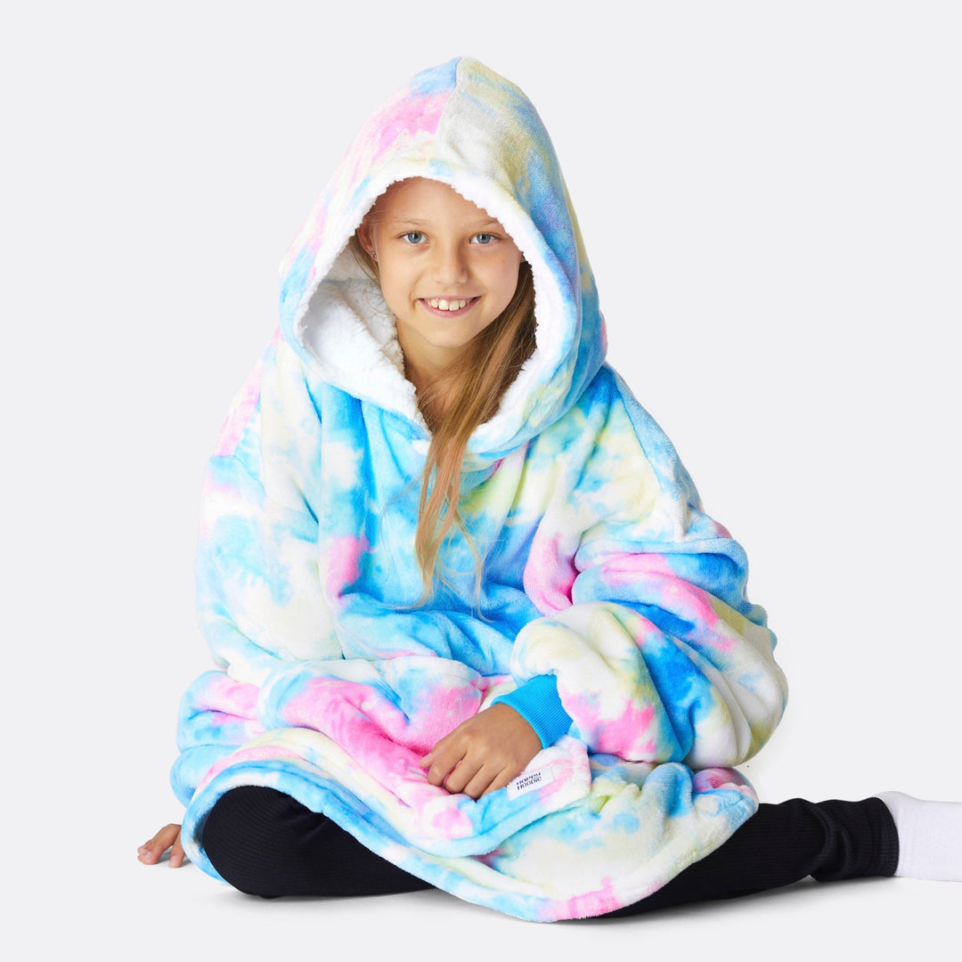 Kids' Tie-Dye Cyan HappyHoodie