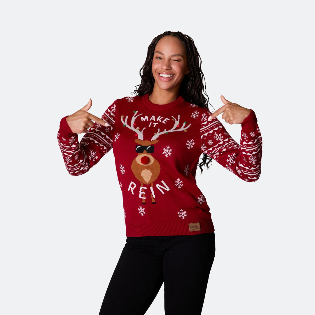 Women's Make it Rein Christmas Jumper