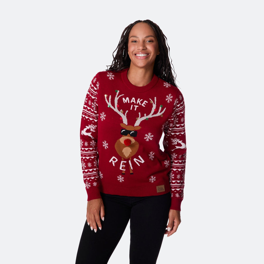 Women's Make it Rein Christmas Jumper
