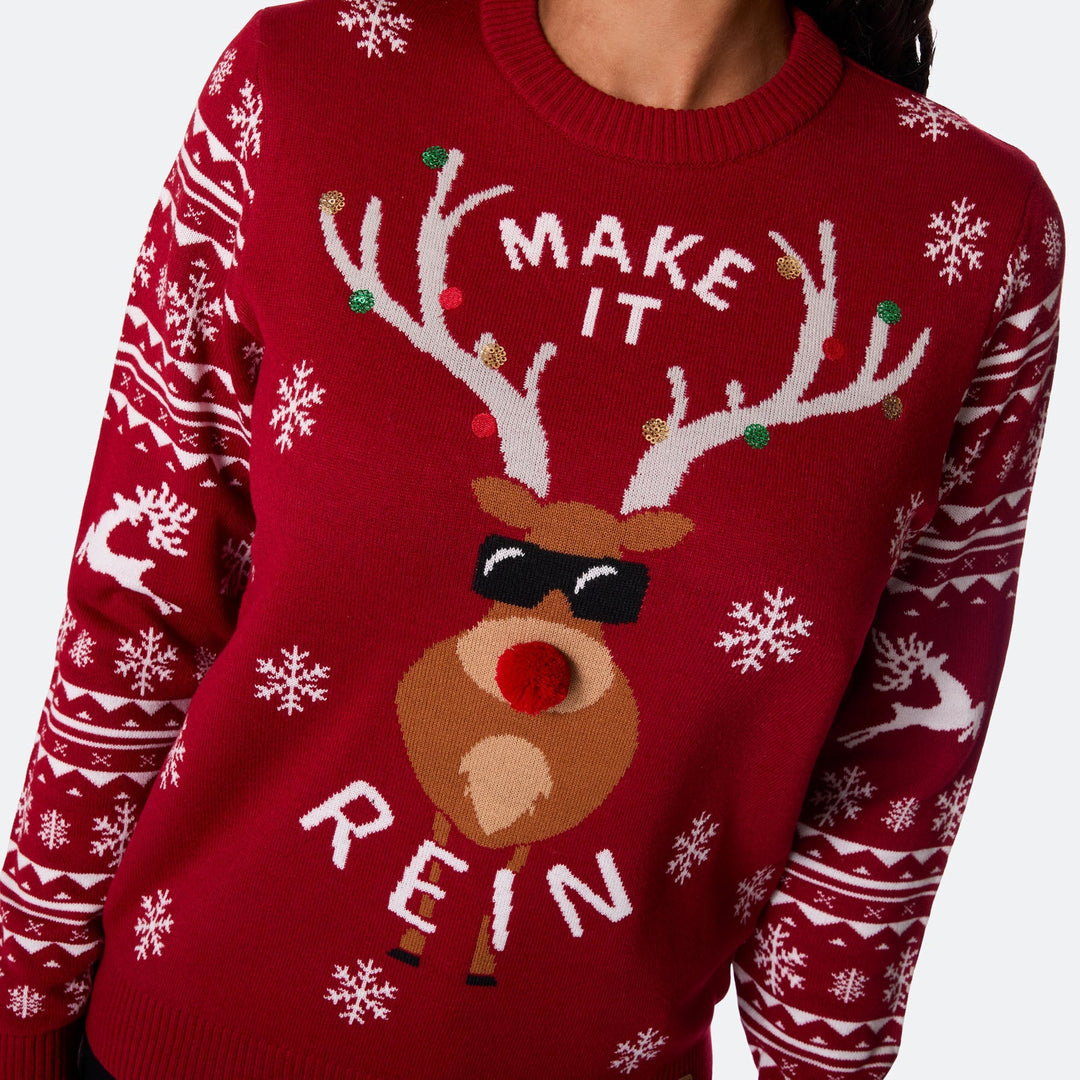 Women's Make it Rein Christmas Jumper
