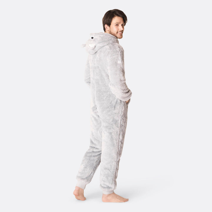 Men's Grey Teddy Bear Onesie