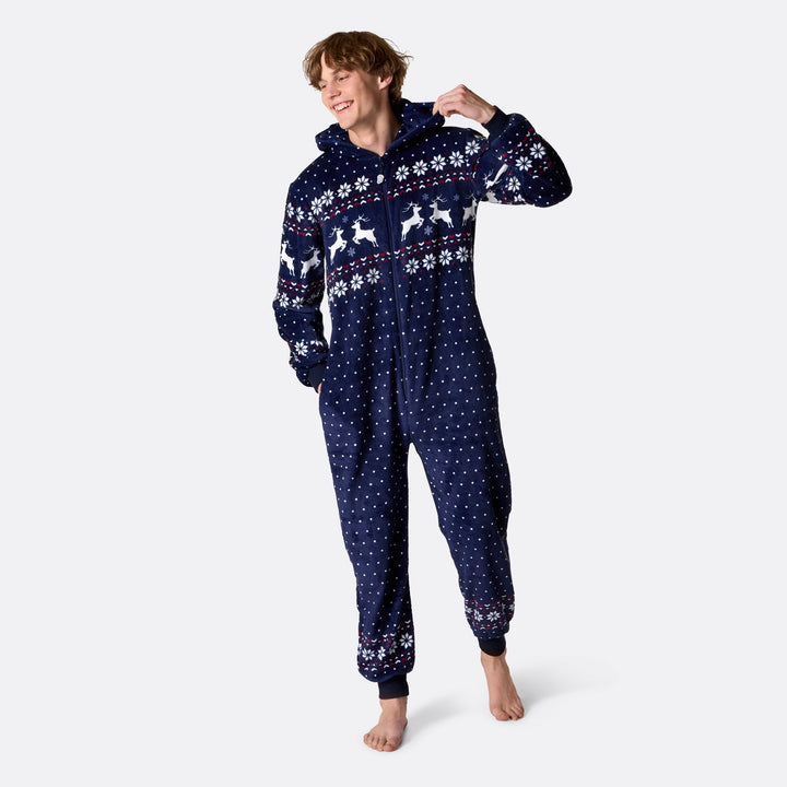 Men's Blue Christmas Onesie