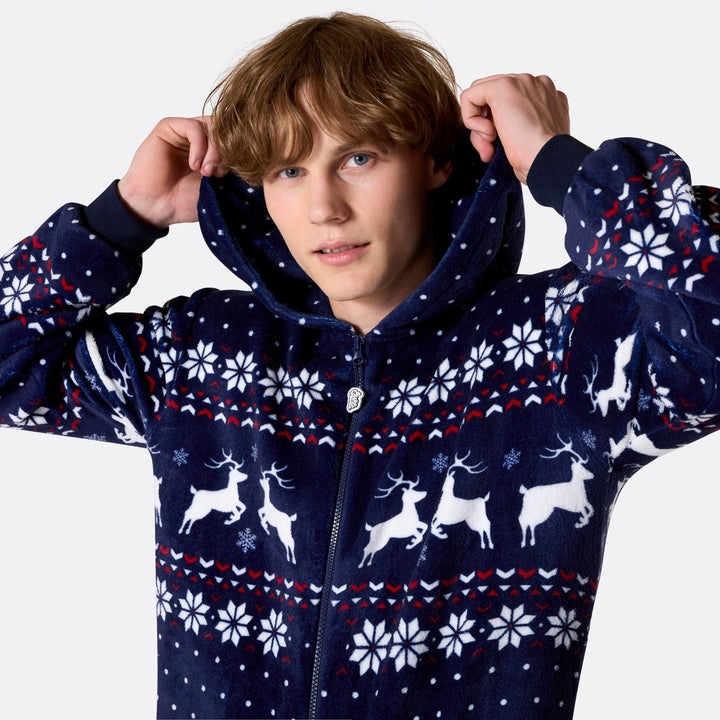 Men's Blue Christmas Onesie