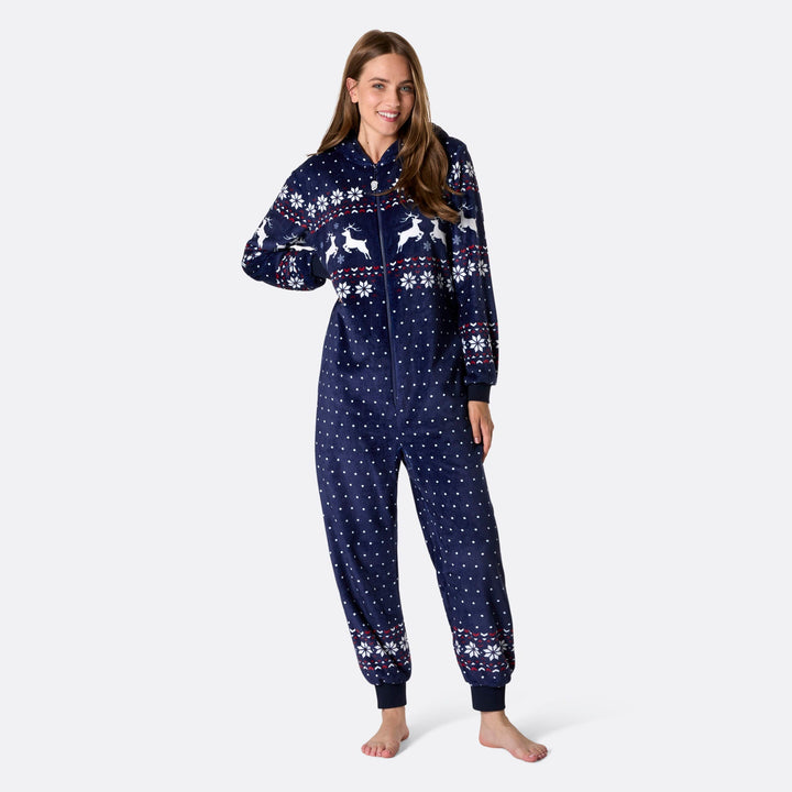 Women's Blue Christmas Onesie