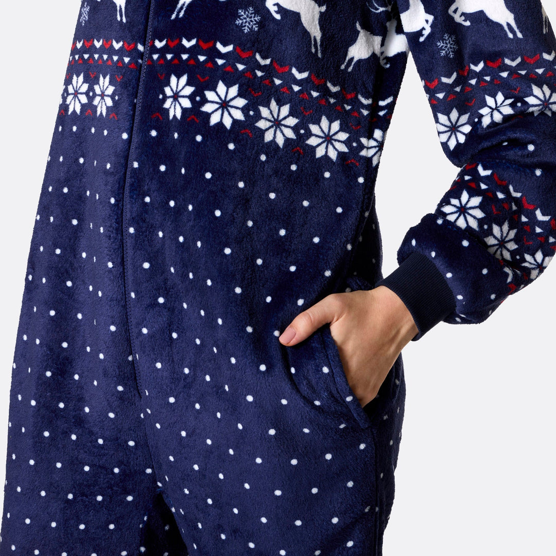 Women's Blue Christmas Onesie