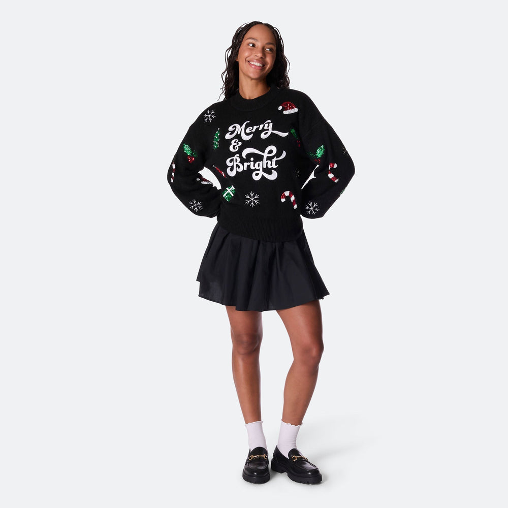 Women's Merry & Bright Oversized Christmas Jumper