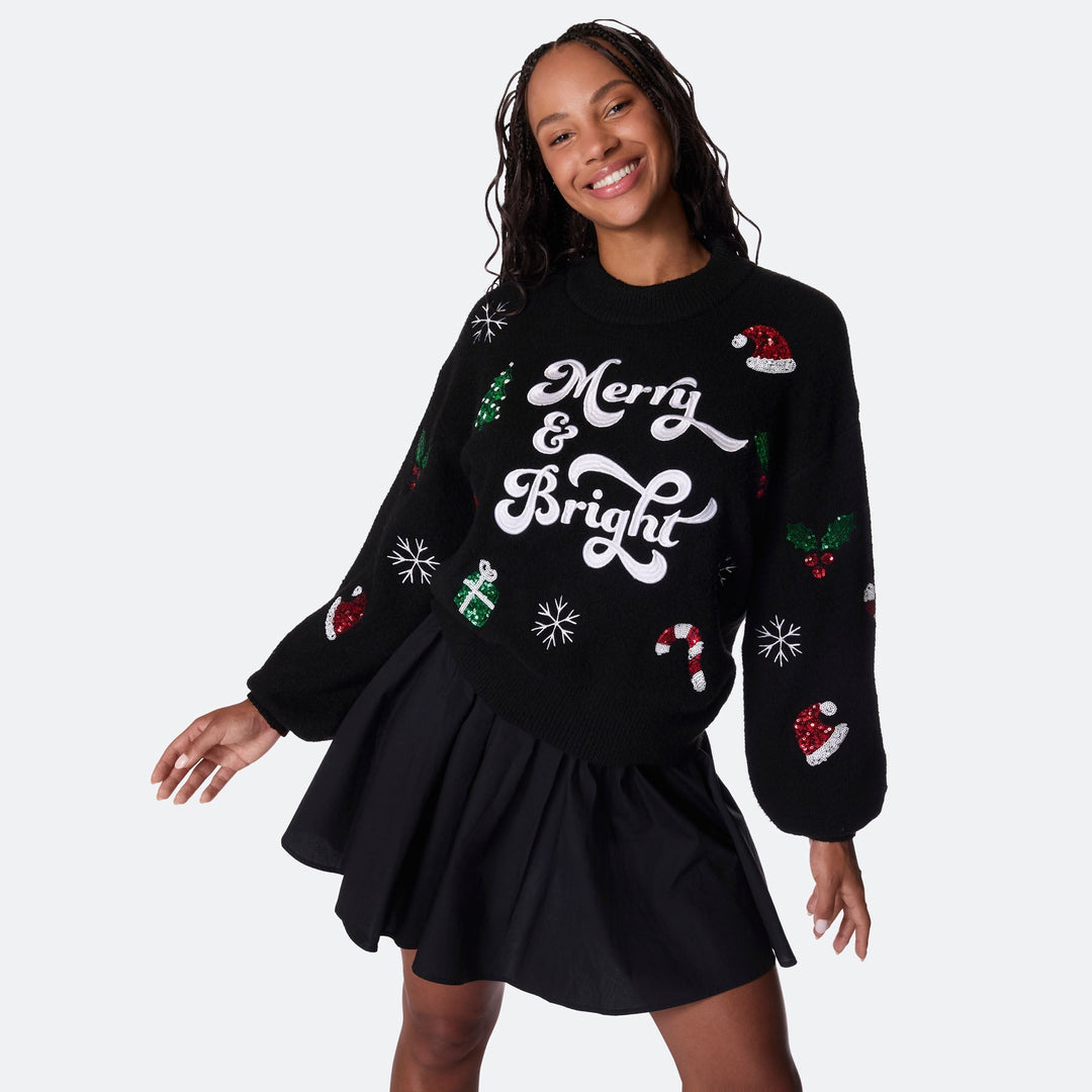 Women's Merry & Bright Oversized Christmas Jumper