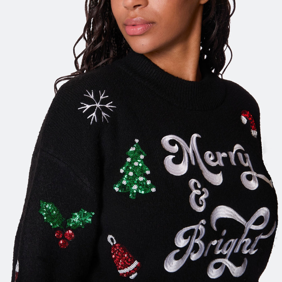Women's Merry & Bright Oversized Christmas Jumper