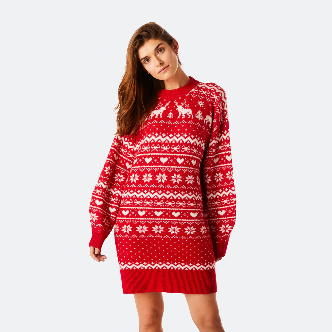 Women's Red Oversized Christmas Dress