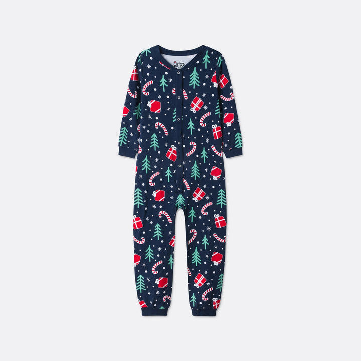 Kids' Blue Christmas Pattern Overall Christmas Pyjamas