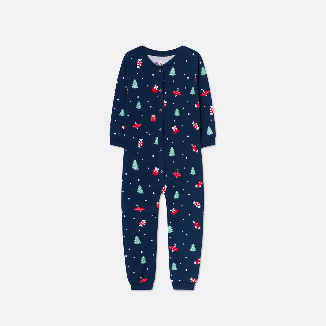 Kids' Blue Christmas Ornament Overall Christmas Pyjamas