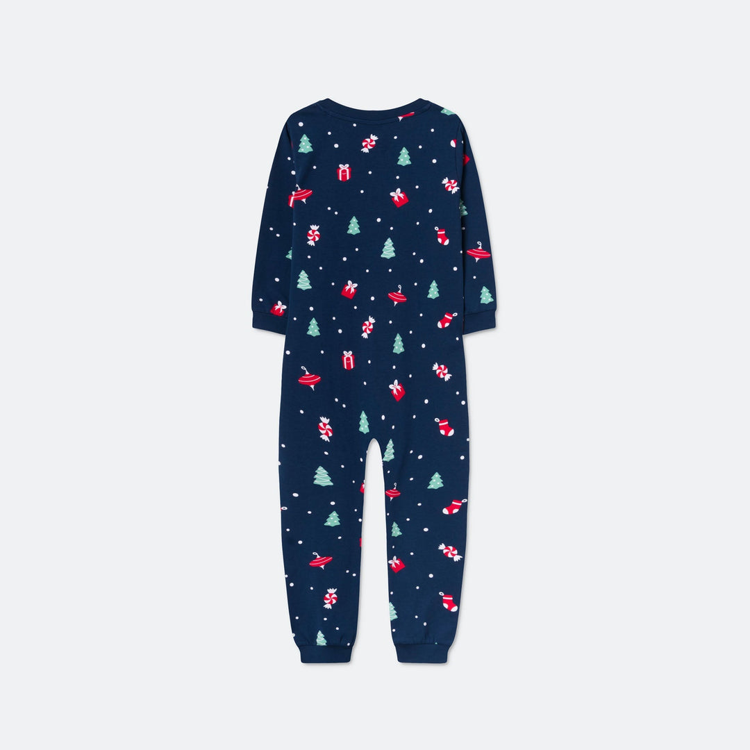 Kids' Blue Christmas Ornament Overall Christmas Pyjamas