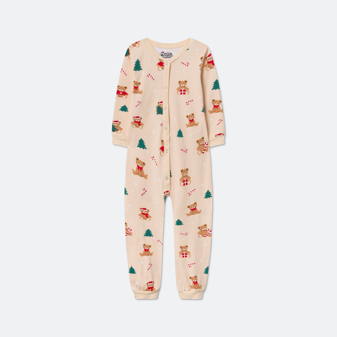 Kids' Beige Teddy Bear Christmas Pyjamas
