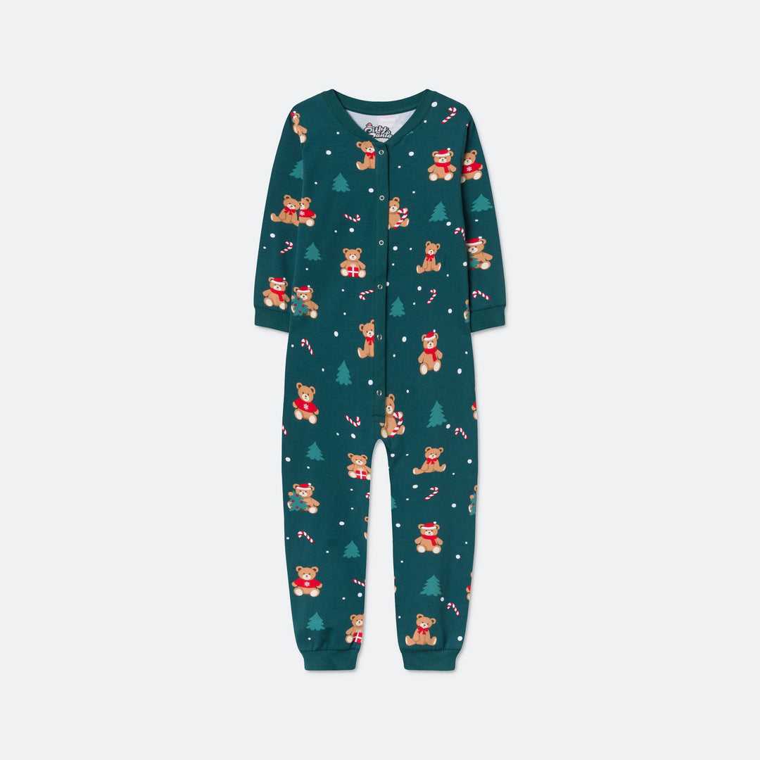 Kids' Green Teddy Bear Christmas Pyjamas