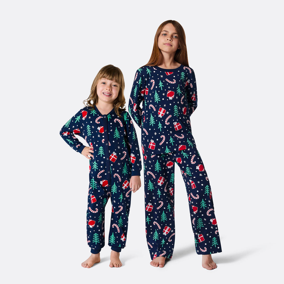 Kids' Blue Christmas Pattern Christmas Pyjamas
