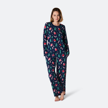 Women's Blue Christmas Pattern Christmas Pyjamas