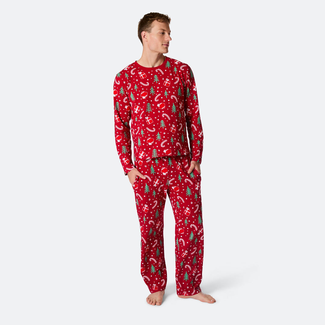 Red Christmas Pattern Christmas Pyjamas Family
