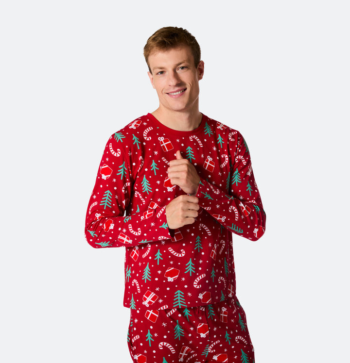 Red Christmas Pattern Christmas Pyjamas Family
