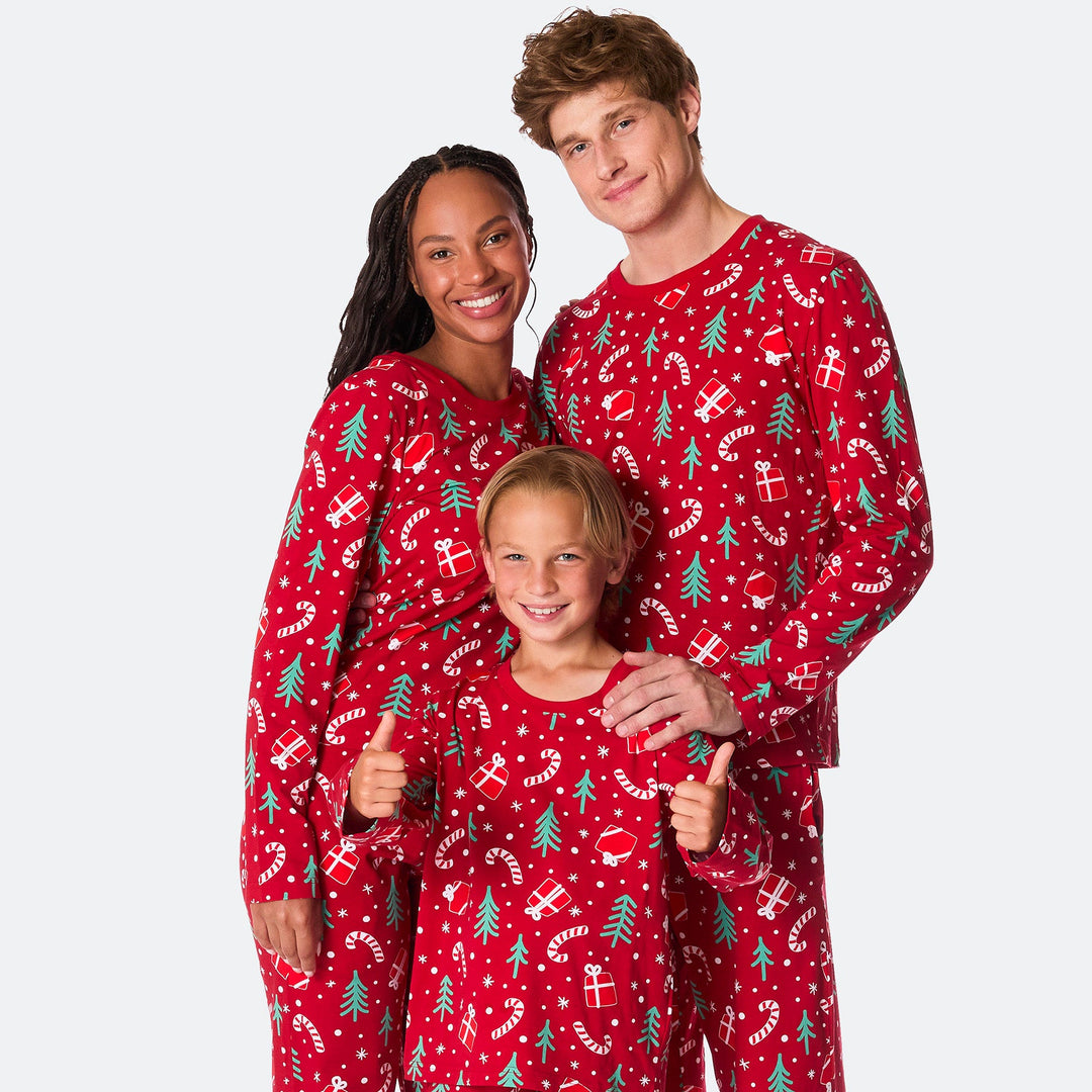 Red Christmas Pattern Christmas Pyjamas Family