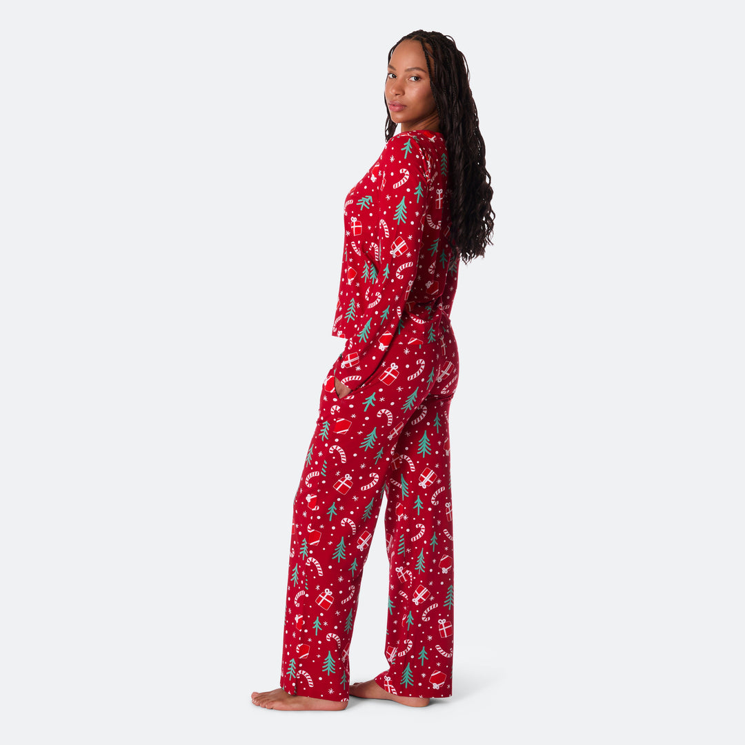 Red Christmas Pattern Christmas Pyjamas Family