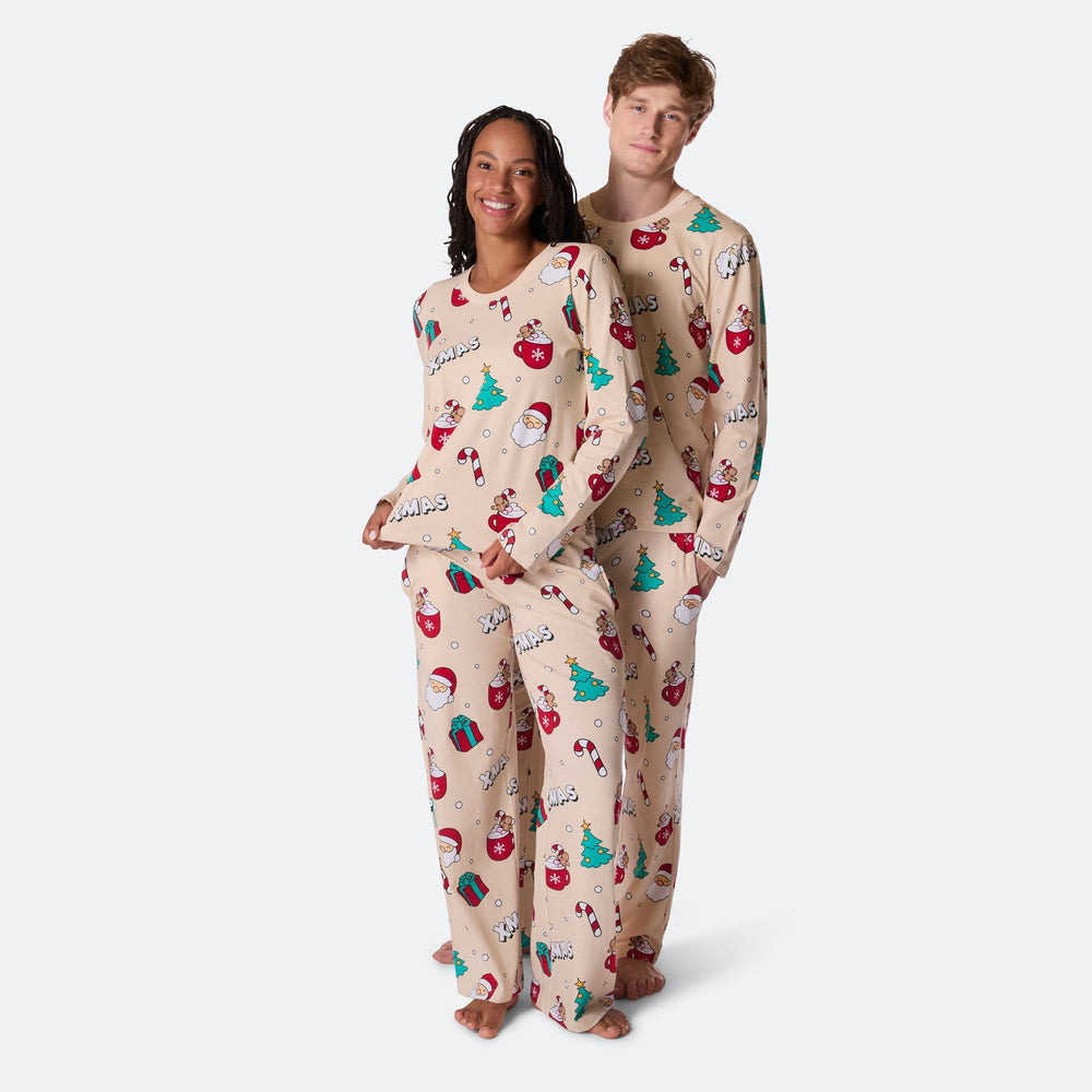 Women's Beige Xmas Christmas Pyjamas