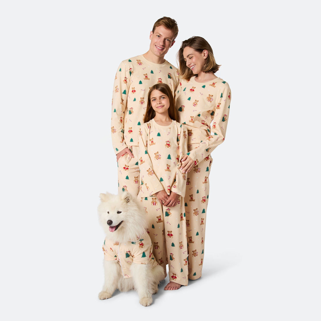 Kids' Beige Teddy Bear Christmas Pyjamas