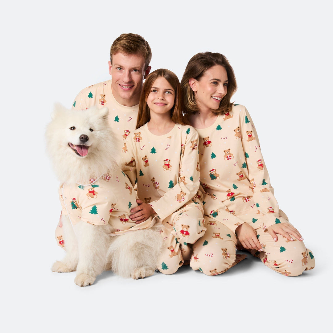 Women's Beige Teddy Bear Christmas Pyjamas