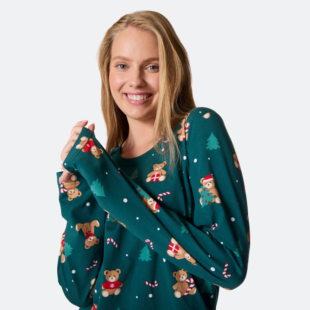 Green Teddy Bear Christmas Pyjamas Family