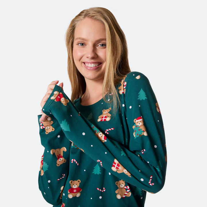 Green Teddy Bear Christmas Pyjamas Family