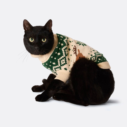 Cats' Green Retro Reindeer Christmas Jumper